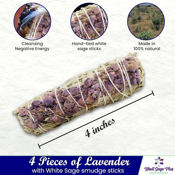 Lavender with White Sage - Sage Incense Sticks for Cleansing Negative Energy, Sa - Picture 2 of 8